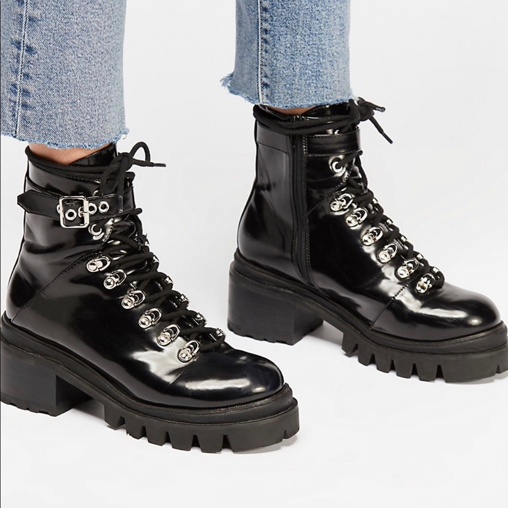 Check lace up booties